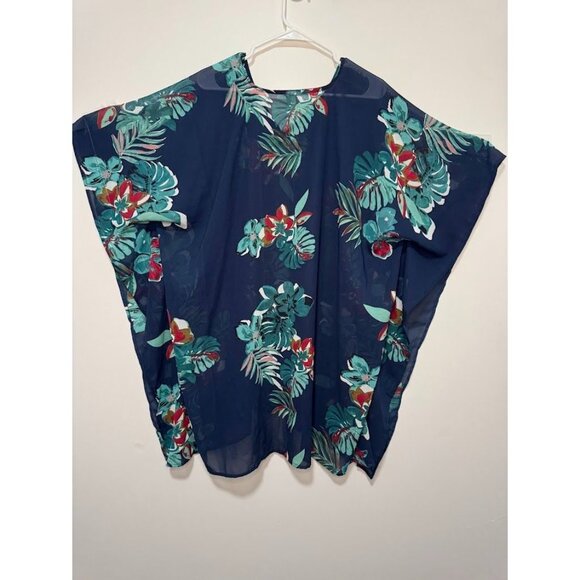 Lotus One Size fits Most, Swim Suit Cover Up, Blue Floral - Picture 3 of 6